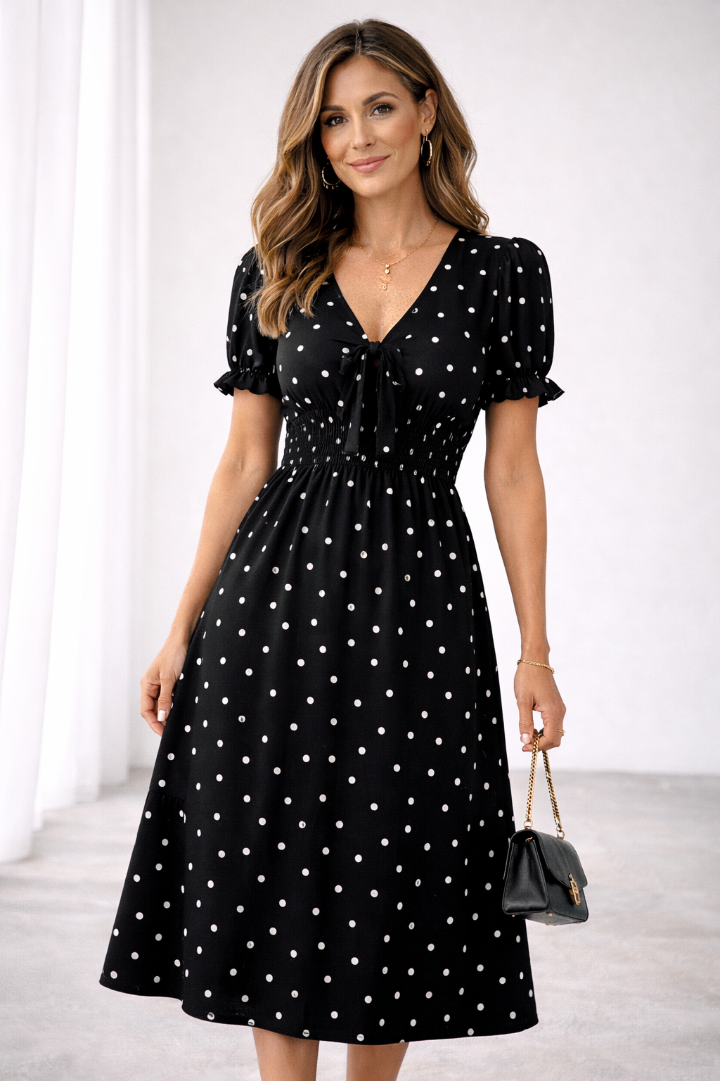 Loveday | Vestido midi con lunares y volantes