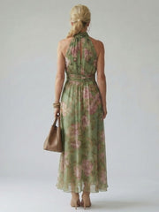 Charlotte-Rose | Vestido midi con estampado floral y cuello halter