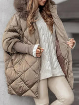 Rachel – Abrigo elegante con estampado de rombos