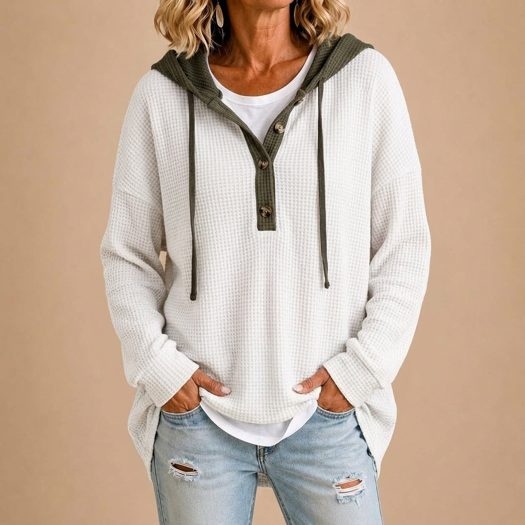 Tiziana | Poncho de punto con capucha y botones