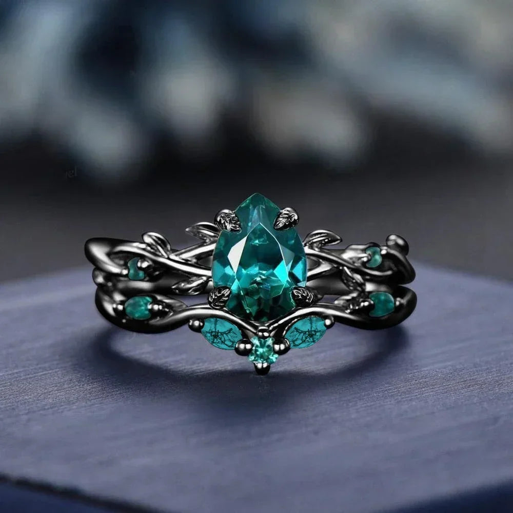 Anillo de madera de abedul - Sueño turquesa