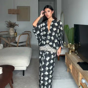 Cassia | Vestido maxi con estampado monocromático