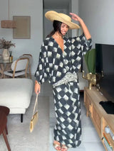 Cassia | Vestido maxi con estampado monocromático