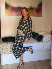 Cassia | Vestido maxi con estampado monocromático
