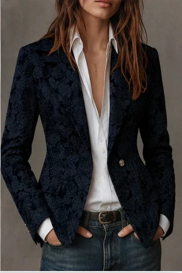 Blazer de jacquard entallado para mujer con estampado de cachemira