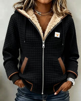 Natalie | Chaqueta con capucha y forro de sherpa – Negro
