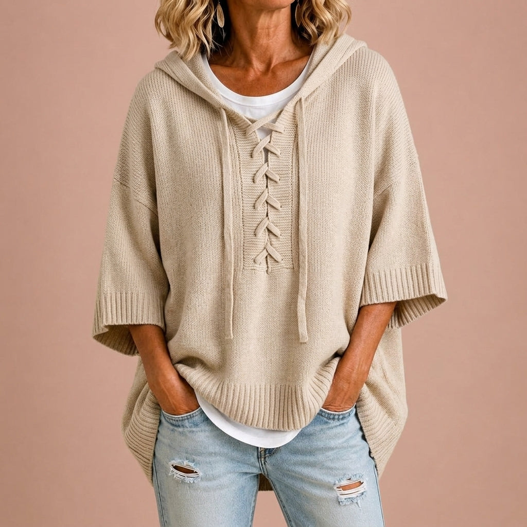 Claudia | Poncho de punto con capucha