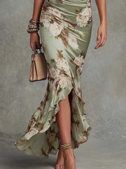 Cressida | Vestido maxi fruncido con estampado floral