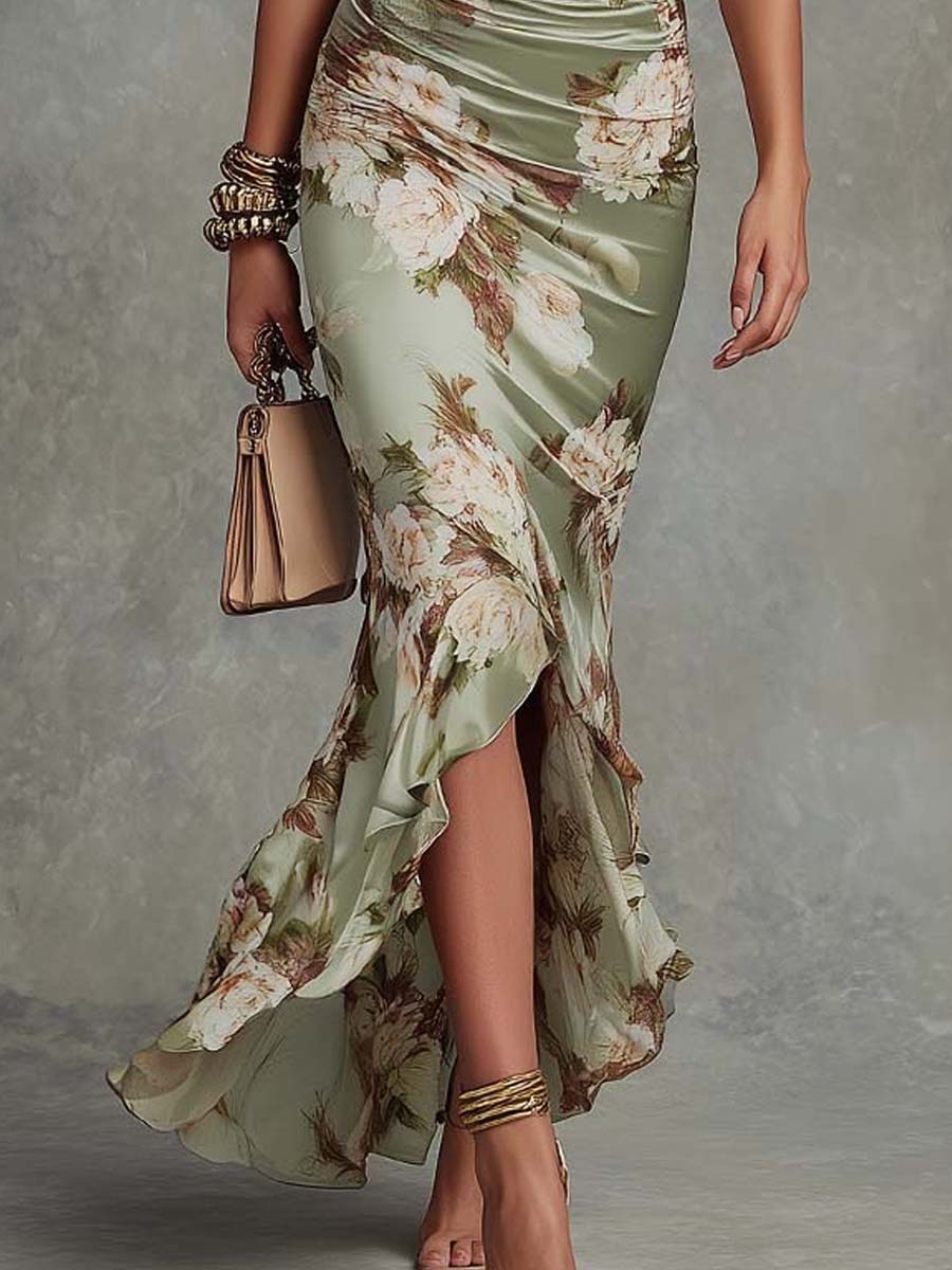Cressida | Vestido maxi fruncido con estampado floral