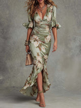 Cressida | Vestido maxi fruncido con estampado floral