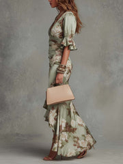 Cressida | Vestido maxi fruncido con estampado floral