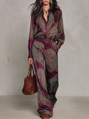 Beatrice – Conjunto de satén con estampado paisley