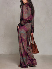 Beatrice – Conjunto de satén con estampado paisley