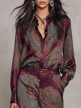 Beatrice – Conjunto de satén con estampado paisley