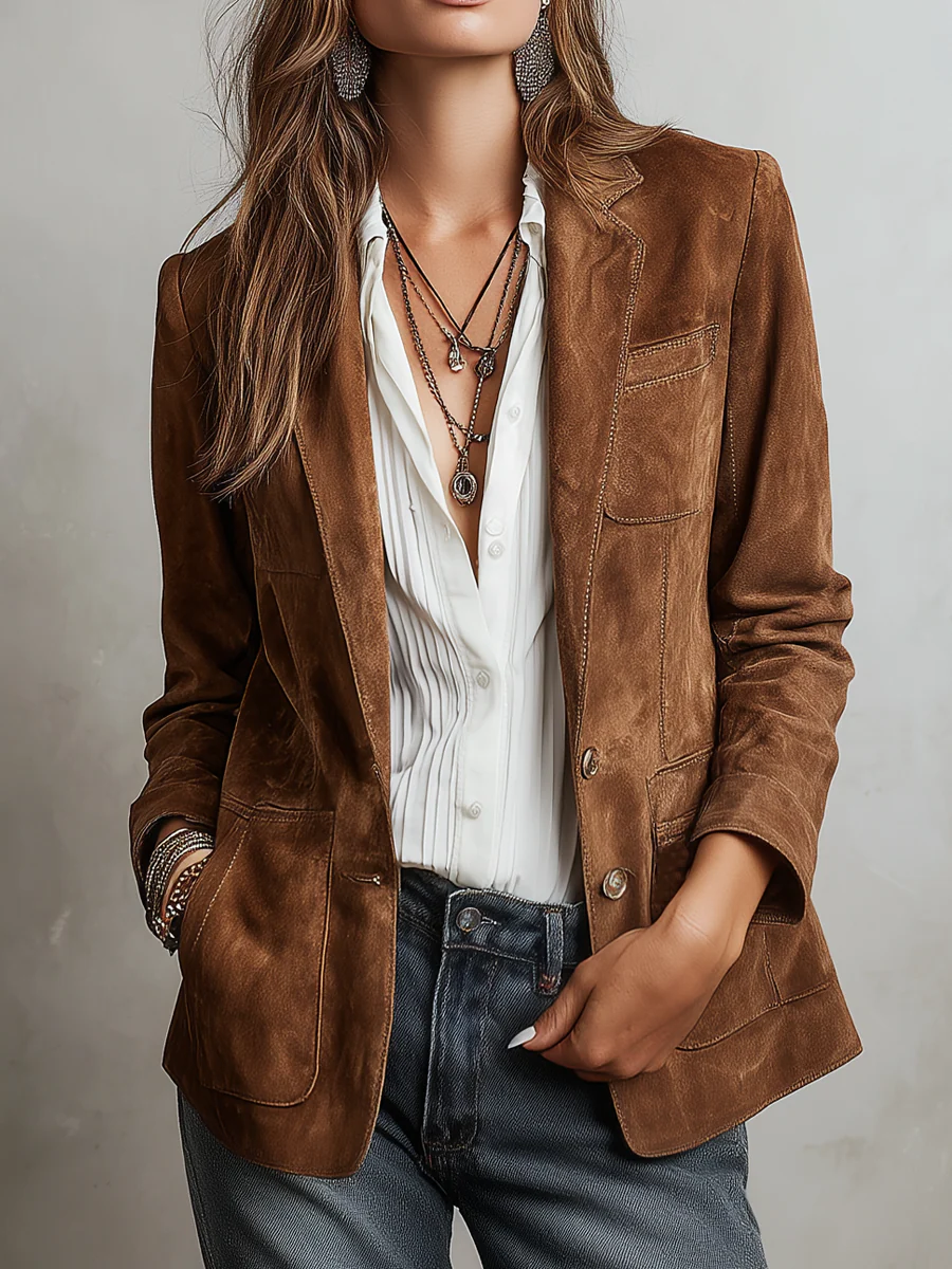 Blazer vintage para mujer en marrón