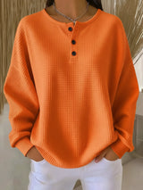 Milagros | Sudadera Henley con textura de gofre