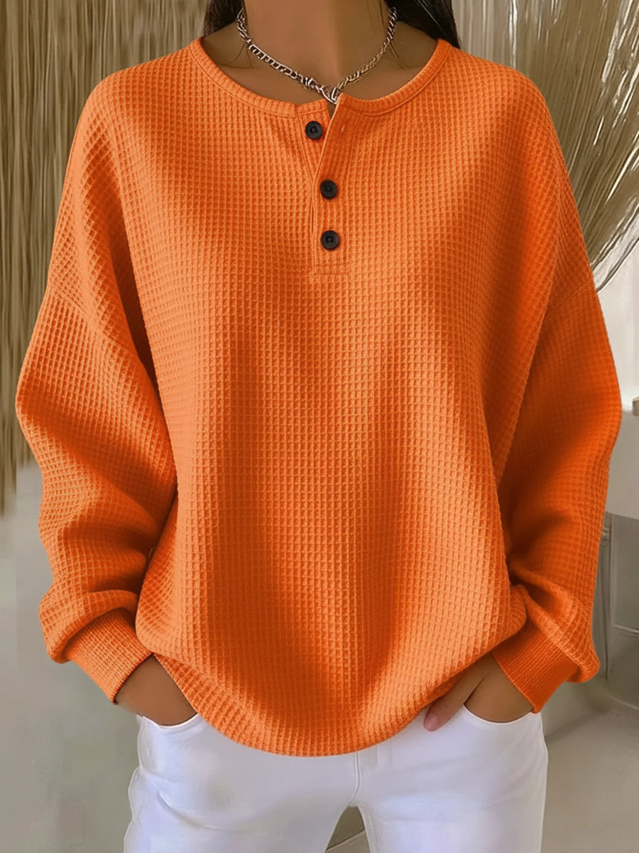 Milagros | Sudadera Henley con textura de gofre