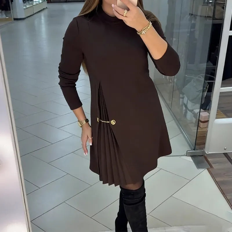 Rikke – Vestido elegante en forma de A con detalle plisado