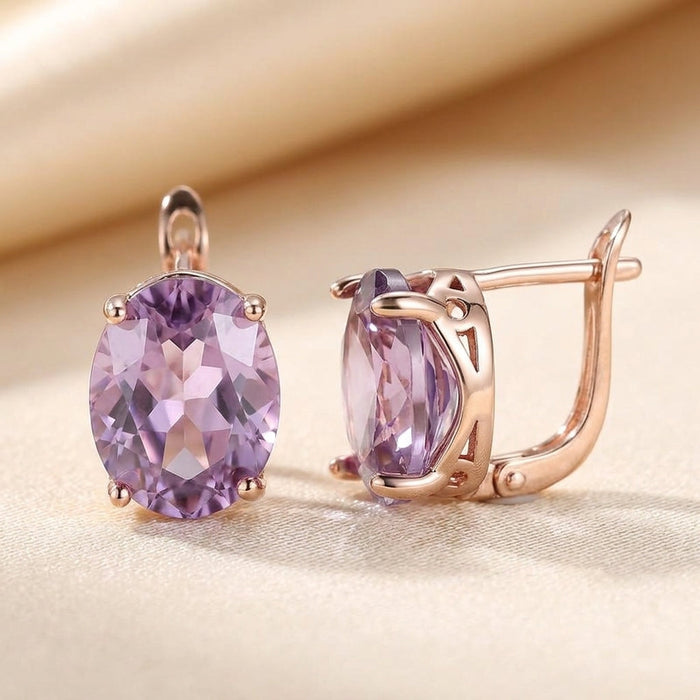 Pendientes de Amatista de Oro Rosa