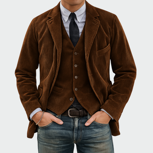 Conjunto de 2 piezas con blazer de terciopelo y chaleco