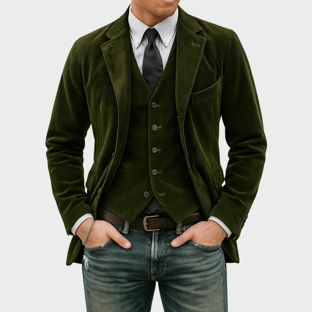 Conjunto de 2 piezas con blazer de terciopelo y chaleco