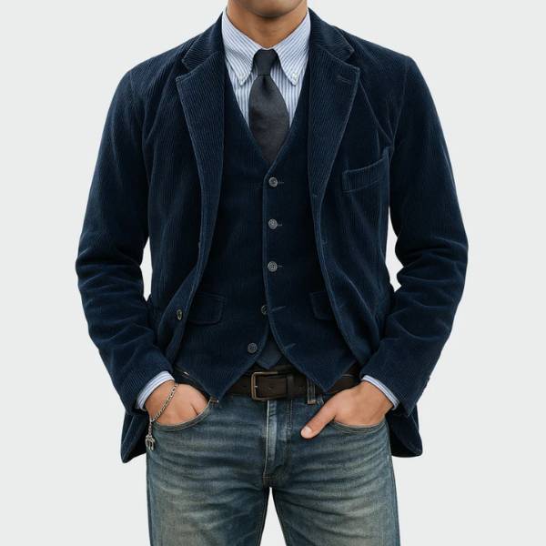 Conjunto de 2 piezas con blazer de terciopelo y chaleco