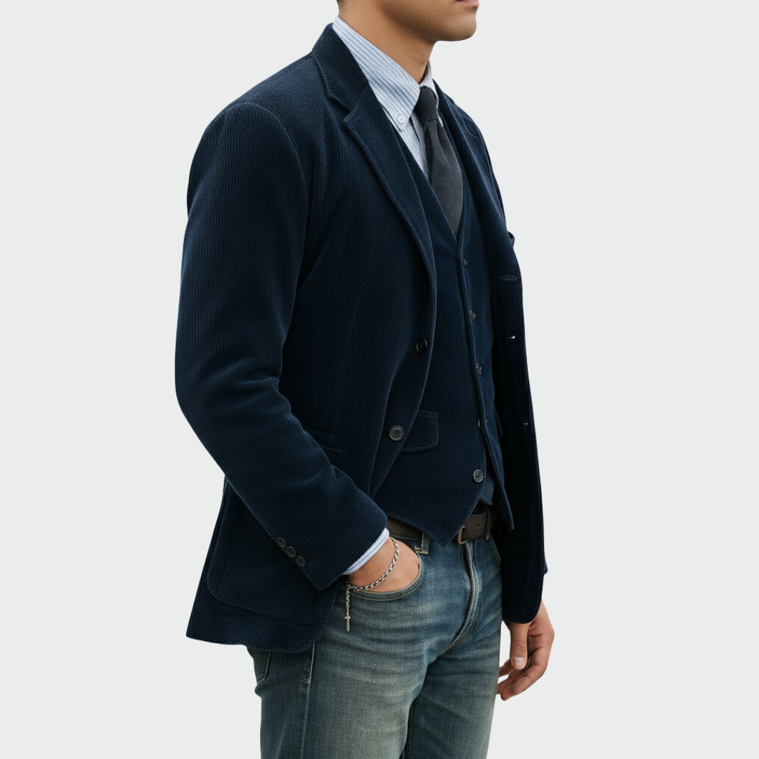 Conjunto de 2 piezas con blazer de terciopelo y chaleco