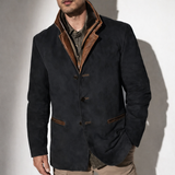 Chaqueta de cuero para hombre con detalles en cuero