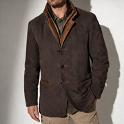 Chaqueta de cuero para hombre con detalles en cuero