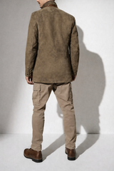 Chaqueta de cuero para hombre con detalles en cuero