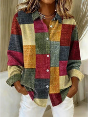 Deanna | Blusa de patchwork con bloques de color