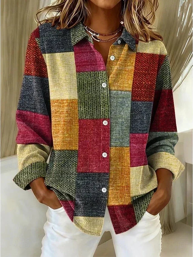 Deanna | Blusa de patchwork con bloques de color
