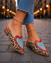Perla | Mules con estampado de leopardo