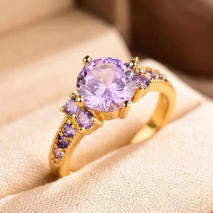 Anillo de racimo de amatista de oro