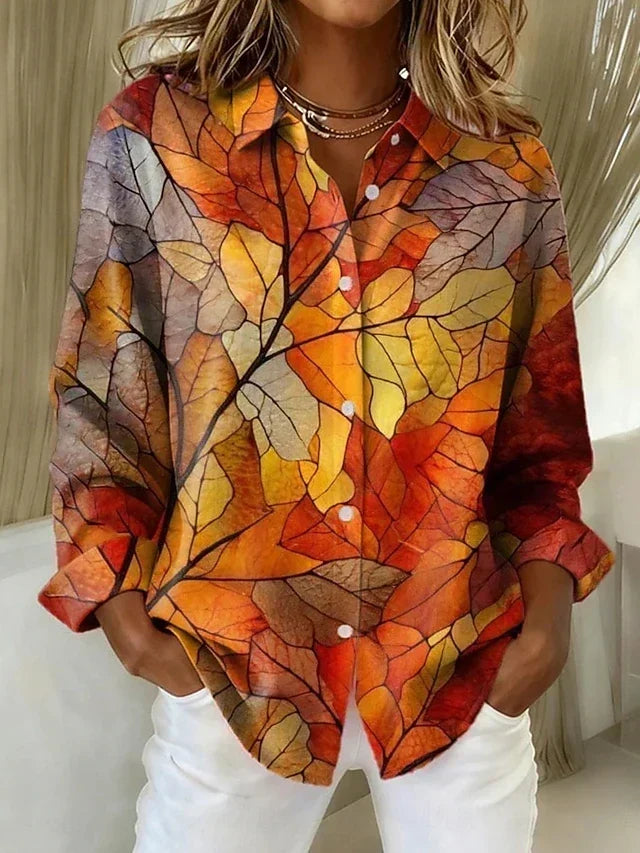 Thelma | Blusa con hojas de otoño y botones