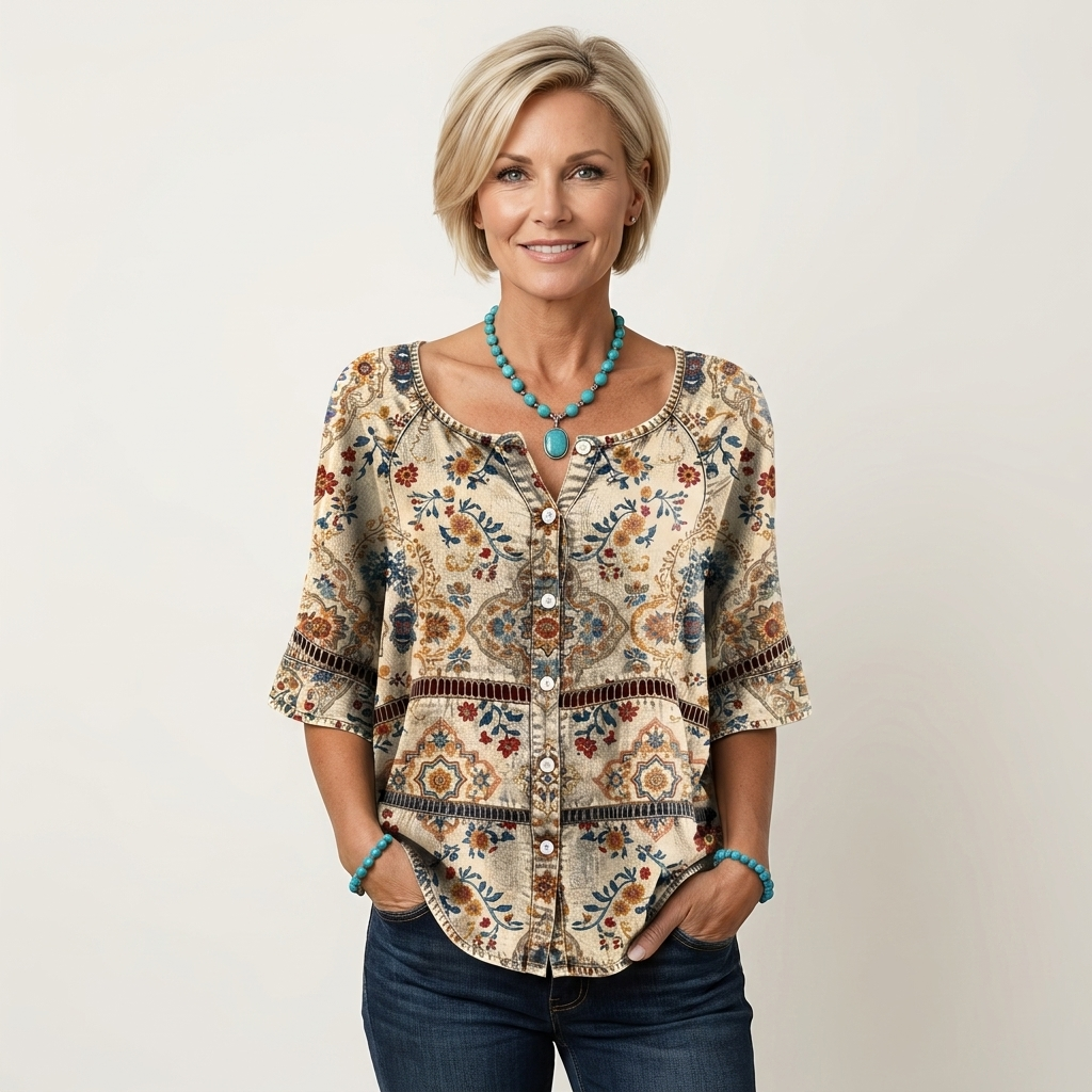 Arabella | Blusa con botones y mangas tres cuartos 8