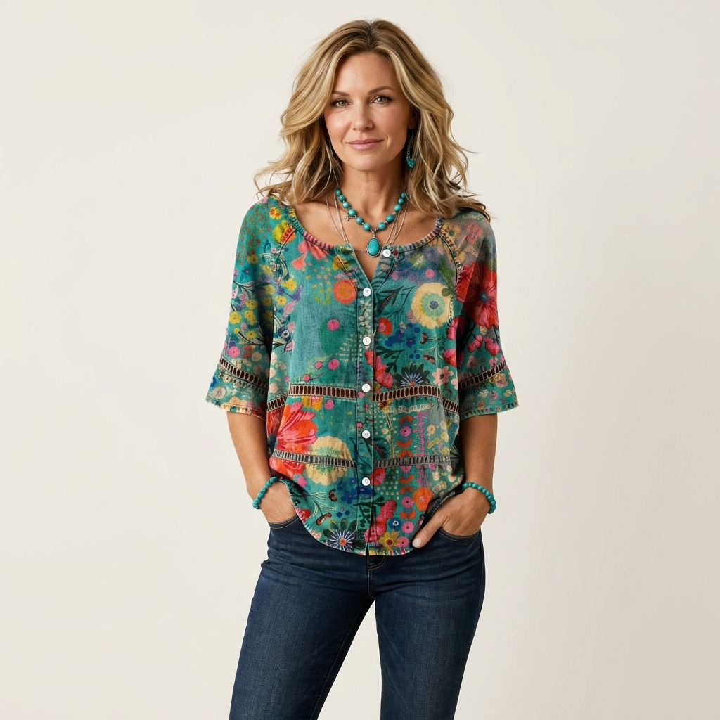 Arabella | Blusa con botones y mangas tres cuartos 19