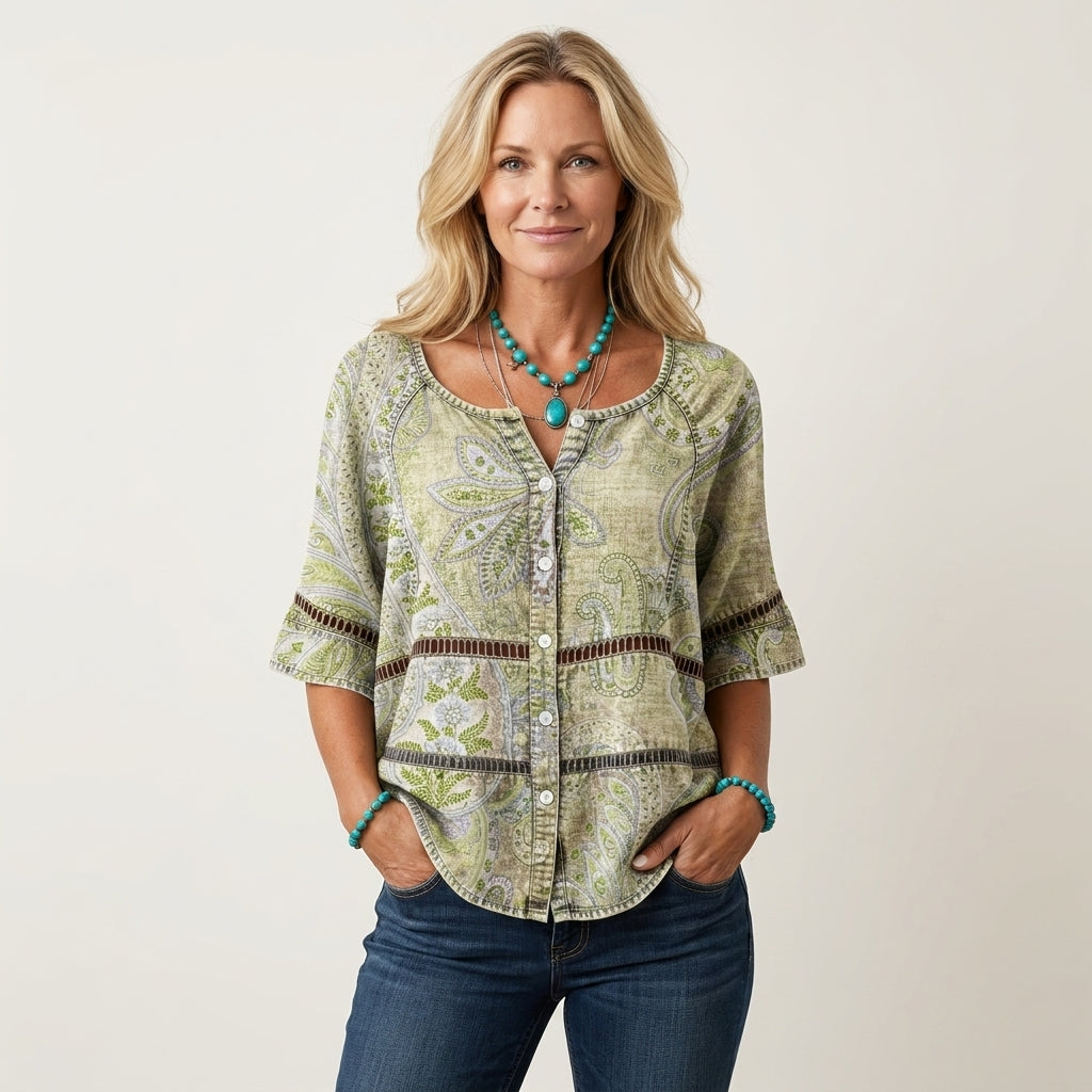 Arabella | Blusa con botones y mangas tres cuartos 22