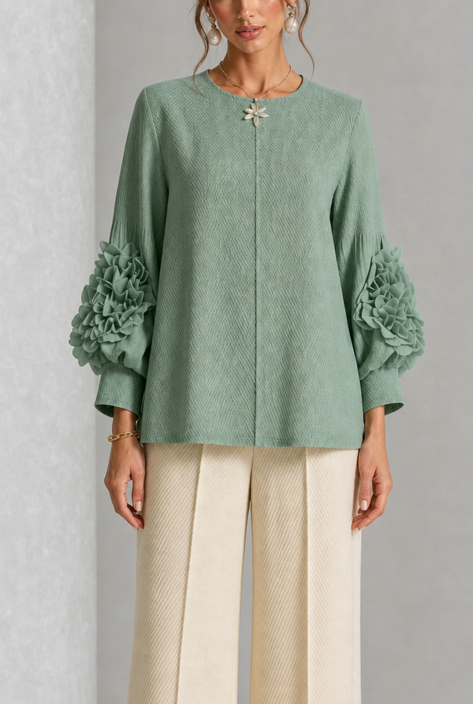 Karina | Blusa con mangas texturizadas
