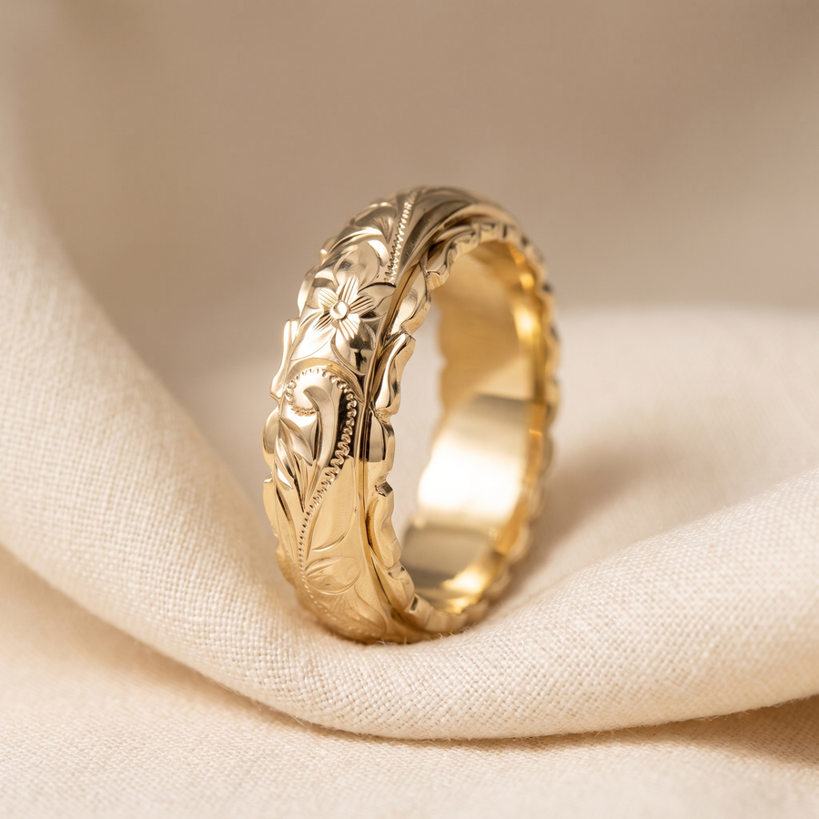 MIRA - Anillo de oro floral