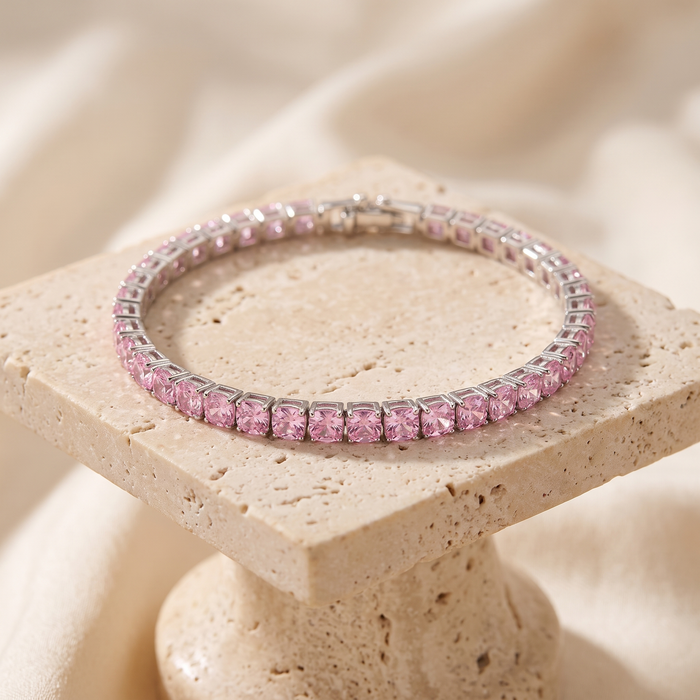 Pulsera de tenis de zafiro rosa