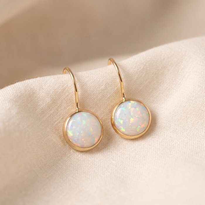 Pendientes de oro de piedra de ópalo vintage