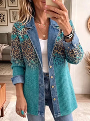 Olivia | Elegante chaqueta vaquera vintage con estampado de leopardo
