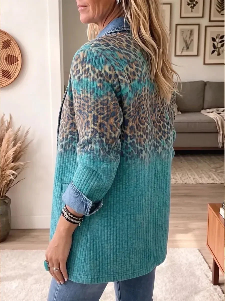 Olivia | Elegante chaqueta vaquera vintage con estampado de leopardo