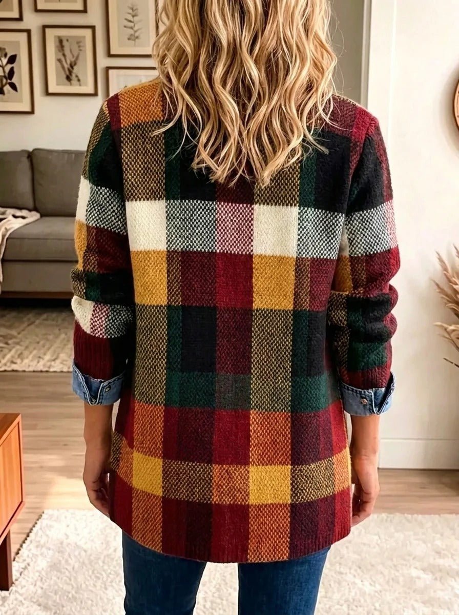 Isabella | Chaqueta vaquera de otoño a cuadros y con bloques de color