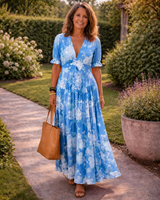 Della | Vestido largo con estampado floral y escote en V