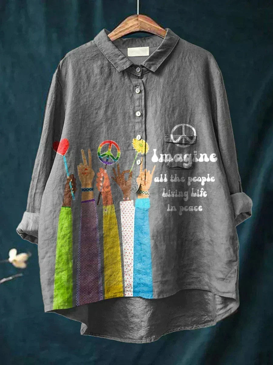 Indie | Camisa con estampado bohemio de paz