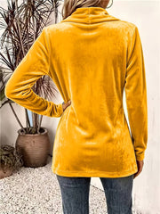 Maeve™ | Cárdigan de terciopelo amarillo mostaza con tiras de botones