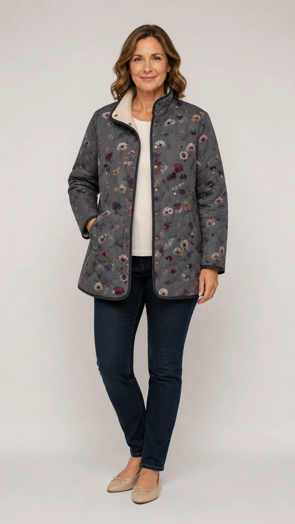 Niva | Chaqueta acolchada vintage con estampado floral