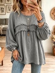 Chloe | Blusa túnica texturizada con volantes